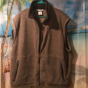 Columbia Fleece Vest Size XL Brown Zip Up